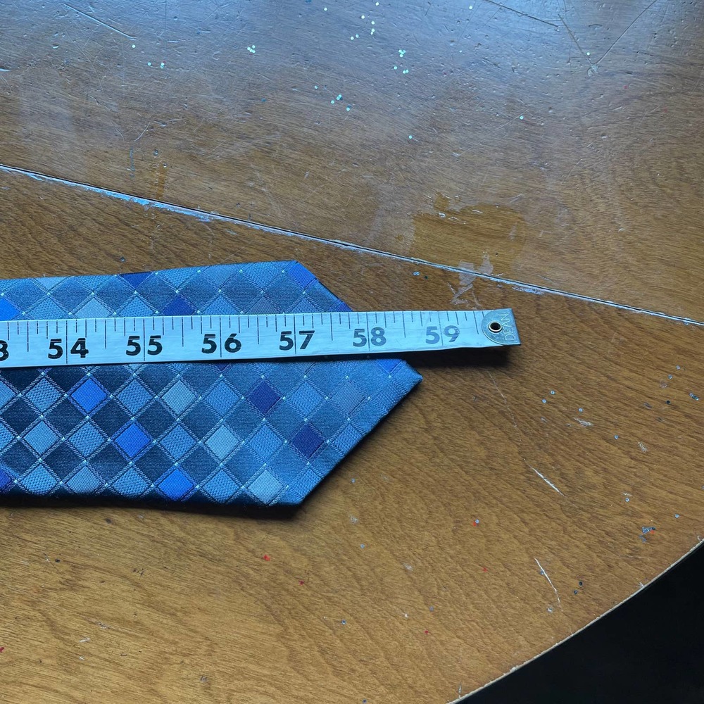 Neck Tie Kenneth Cole Reaction Blue Shiny Geometric Pattern - Picture 2 of 5